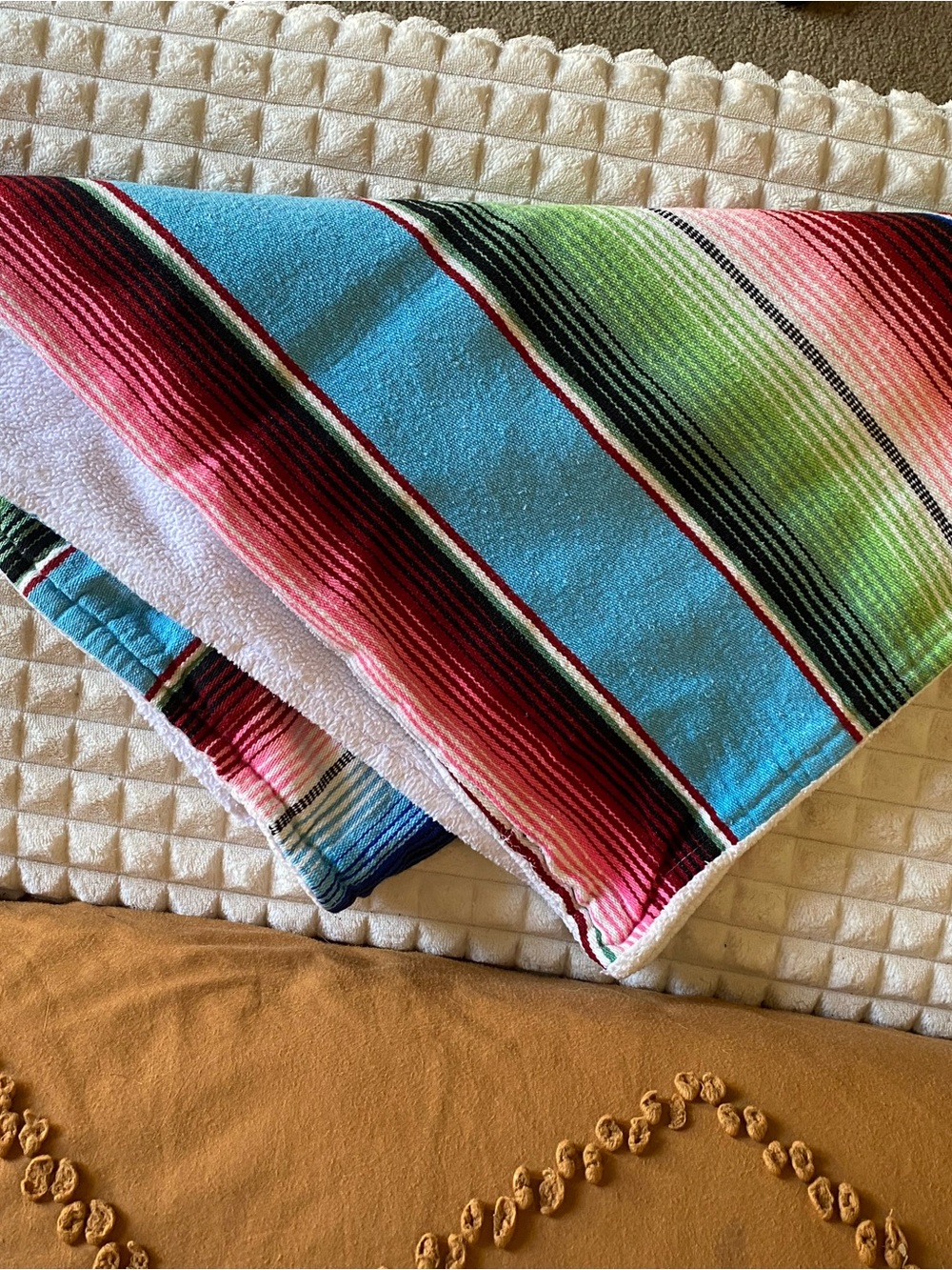 La Vereda Woven Mexican-Style Blanket - Turquoise Multi - Picture 4 of 6